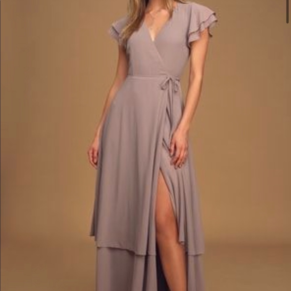 Lulu’s Used Once Lavender Wrap Tiered Maxi Dress Medium